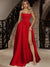 A-Line/Princess Strapless Sleeveless Floor-Length  Satin With Split Side Evening Dresses
