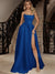 A-Line/Princess Strapless Sleeveless Floor-Length  Satin With Split Side Evening Dresses