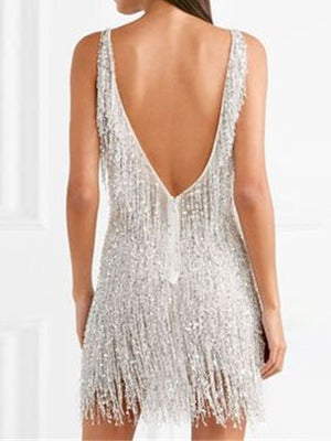 1920s Sheath/Column V-Neck Sequins Vintage Costume Party Dresses