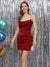 Sheath/Column Polyester Spaghetti Straps Sleeveless Short/Mini Party Dance Cocktail Homecoming Dress