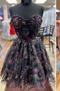 A-Line/Princess Strapless Sleeveless Short/Mini Party Dance Cocktail Homecoming Dress