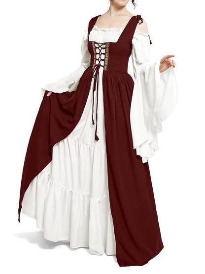 A-Line/Princess Off-the-Shoulder Long Sleeves Floor-Length Vintage Dress