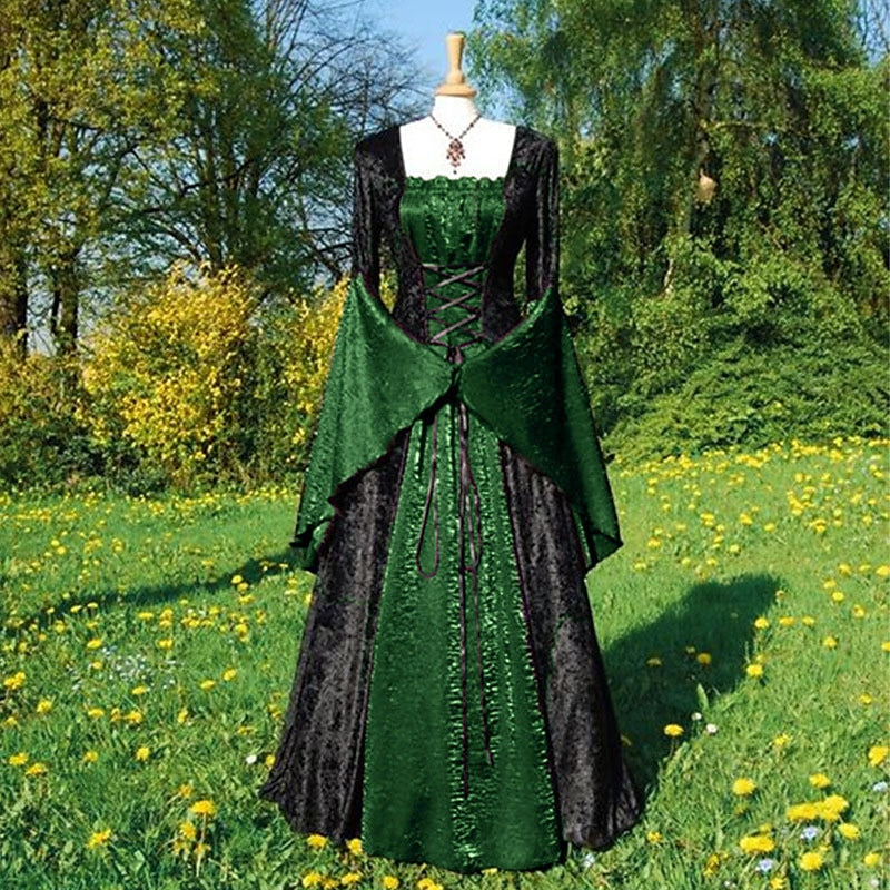 A-Line/Princess Off-the-Shoulder Long Sleeves Floor-Length Vintage Dress