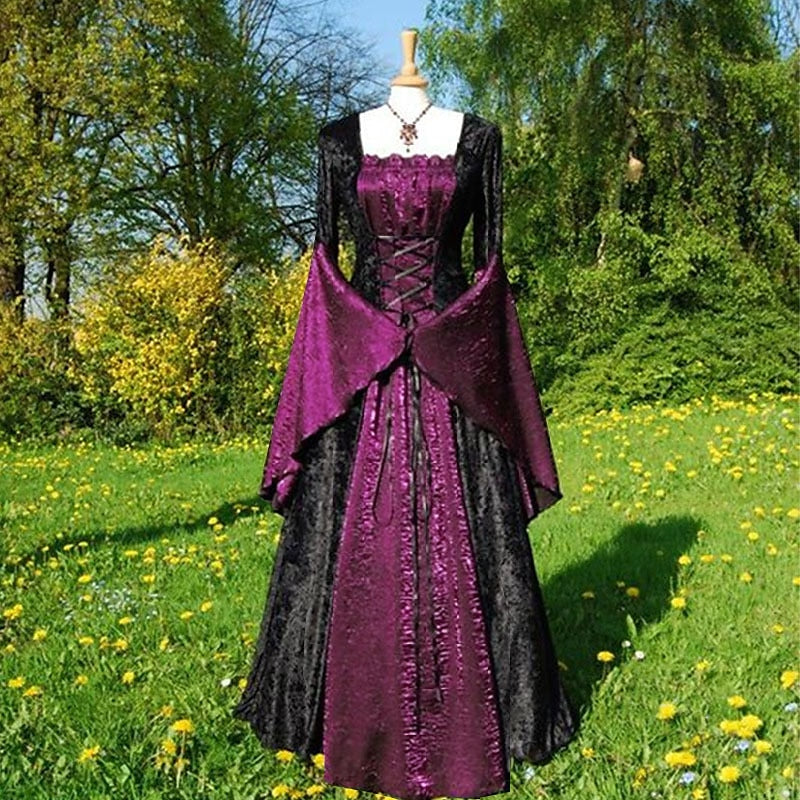 A-Line/Princess Off-the-Shoulder Long Sleeves Floor-Length Vintage Dress