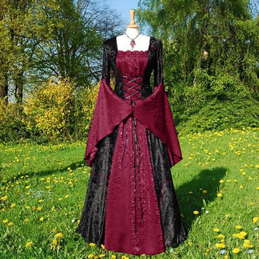 A-Line/Princess Off-the-Shoulder Long Sleeves Floor-Length Vintage Dress