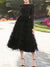 A-Line Cocktail Dress Formal Jewel Neck Long Sleeve Tea Length Mother of the Bride Dresses with Sequin Tiered