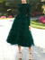 A-Line Cocktail Dress Formal Jewel Neck Long Sleeve Tea Length Mother of the Bride Dresses with Sequin Tiered