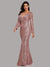 Mermaid/Trumpet V-Neck Long Sleeves Floor-Length Party Cocktail Dress with Sequins