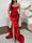 Sheath/Column V-neck Sleeveless Sweep Train High Split Evening Dresses