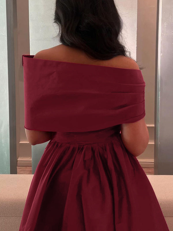 A-Line/Princess Off-the-shoulder Sleeveless Floor Length Satin Evening Dresses