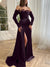 Sheath/Column Off-the-shoulder Long Sleeves Velvet luxury Evening Dresses