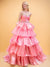 Ball Gown Sweetheart Sleeveless Floor-length Organza Long Prom Evening Dresses With Tiered & Ruched