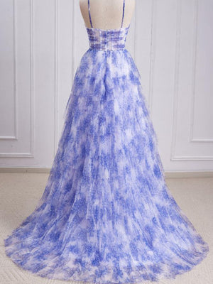 A-Line/Princess Strapless Sweetheart Evening Dresses With Printed Flower & Ruffles