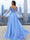 A-Line/Princess Strapless Long Sleeves Long Tulle Prom Dresses with High Split