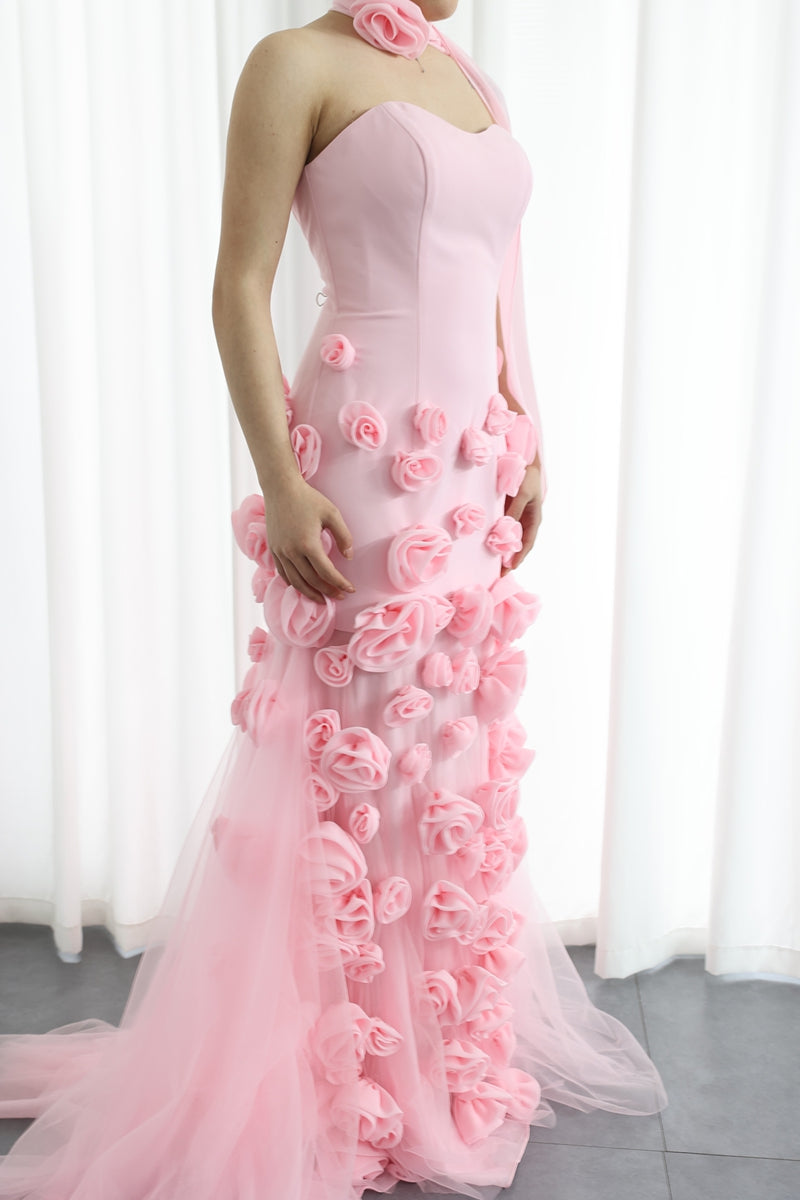 trumpet mermaid tulle prom dress V-Neck Floor-Length Tulle Prom Mermaid Trumpet May Queen RQ8089