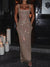 Sparkling Cocktail Dress Mermaid Birthday Dress Floor-Length Square Neck Party Dress With Opened Back Christmas
