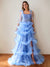 A-Line/Princess Cowl Neck Sleeveless Floor-Length Luxurious Prom Dresses with Crystal & Pleats