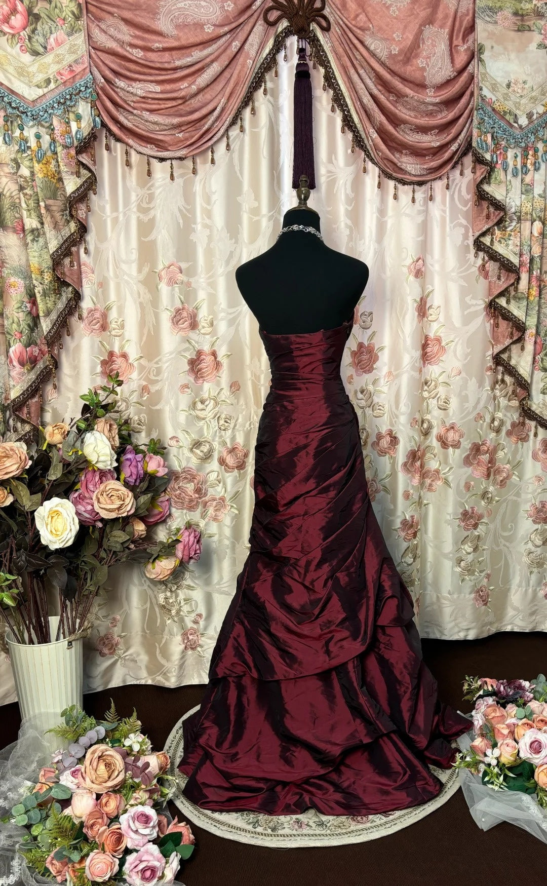 Trumpet/Mermaid Strapless Sleeveless Floor-Length Taffeta Prom Dresses with Sequins & Ruffles