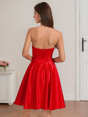 A-Line/Princess Sweetheart Sleeveless Backless Short/Mini Homecoming Dresses with Bow
