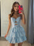 A-Line/Princess Strapless Sleeveless Short/Mini Homecoming Dresses with Beaded and Ruffles
