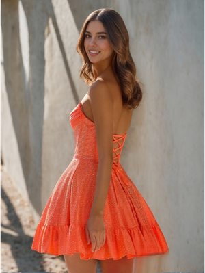 A-Line/Princess Spaghetti Straps Sleeveless Short/Mini Party Dance Cocktail Homecoming Dress with Beaded