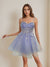 A-Line/Princess Spaghetti Straps Sleeveless Short/Mini Party Dance Cocktail Homecoming Dress with Sequins & Lace Appliques