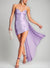 Sheath/Column Sweetheart Sleeveless Asymmetrical Ruched Homecoming Dresses with Pleated Side Train