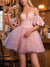 A-Line/Princess Sweetheart Short Sleeves Short/Mini Homecoming Dresses with Sequins