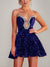 A-Line/Princess Sequined Sweetheart Sleeveless Short/Mini Homecoming Dresses with Rhinestones