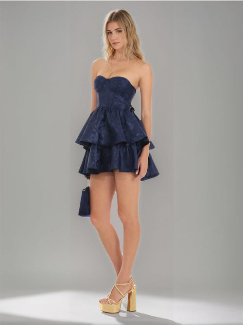 A-Line/Princess Sweetheart Sleeveless Tiered Ruffles Short/Mini Pleated Homecoming Dresses with Back Ties