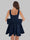A-Line Christmas Party Dress Square Neck Sequin Short Homecoming Dresses with Bow