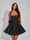 A-Line Christmas Party Dress Square Neck Sequin Short Homecoming Dresses with Bow