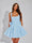 A-Line Christmas Party Dress Square Neck Sequin Short Homecoming Dresses with Bow