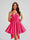 A-Line Square Neck Pleated Short Homecoming Dresses with Bow
