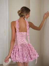 A-Line/Princess Strapless Sleeveless Short/Mini Homecoming Dresses with Draped scarf & 3D Flowers & Lace-up