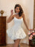 A-Line/Princess Strapless Sleeveless Short/Mini Homecoming Dresses with Draped scarf & 3D Flowers & Lace-up