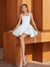 A-Line/Princess Simple Square Neck Sleeveless Pleated Short/Mini Homecoming Dresses