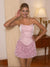 A-Line/Princess Strapless Sleeveless Short/Mini Homecoming Dresses with Lace-Up & 3D Flowers