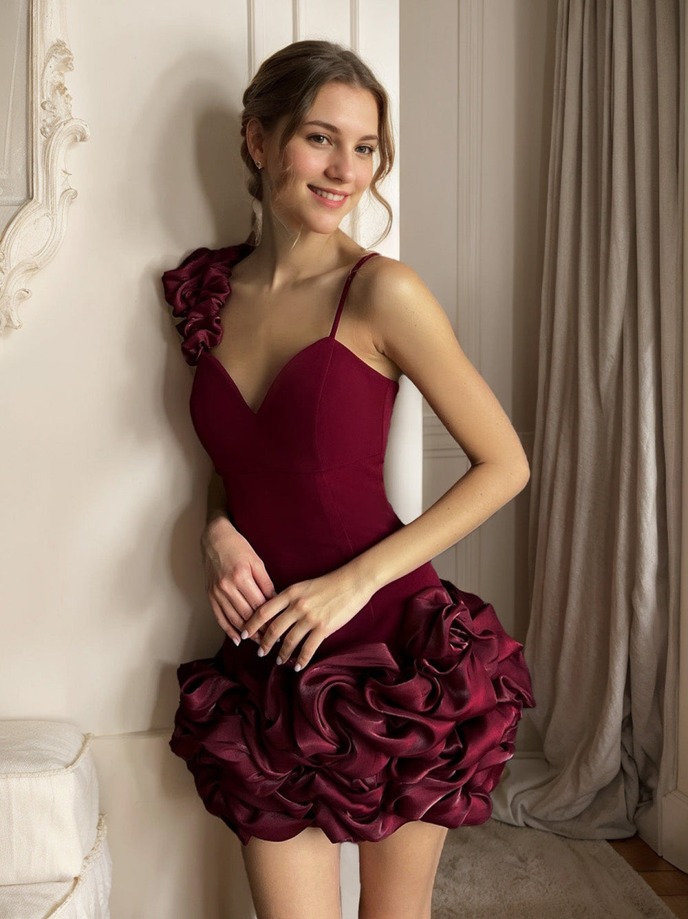 A-Line/Princess Sweetheart Sleeveless Short/Mini Homecoming Dresses with Layered Ruffles