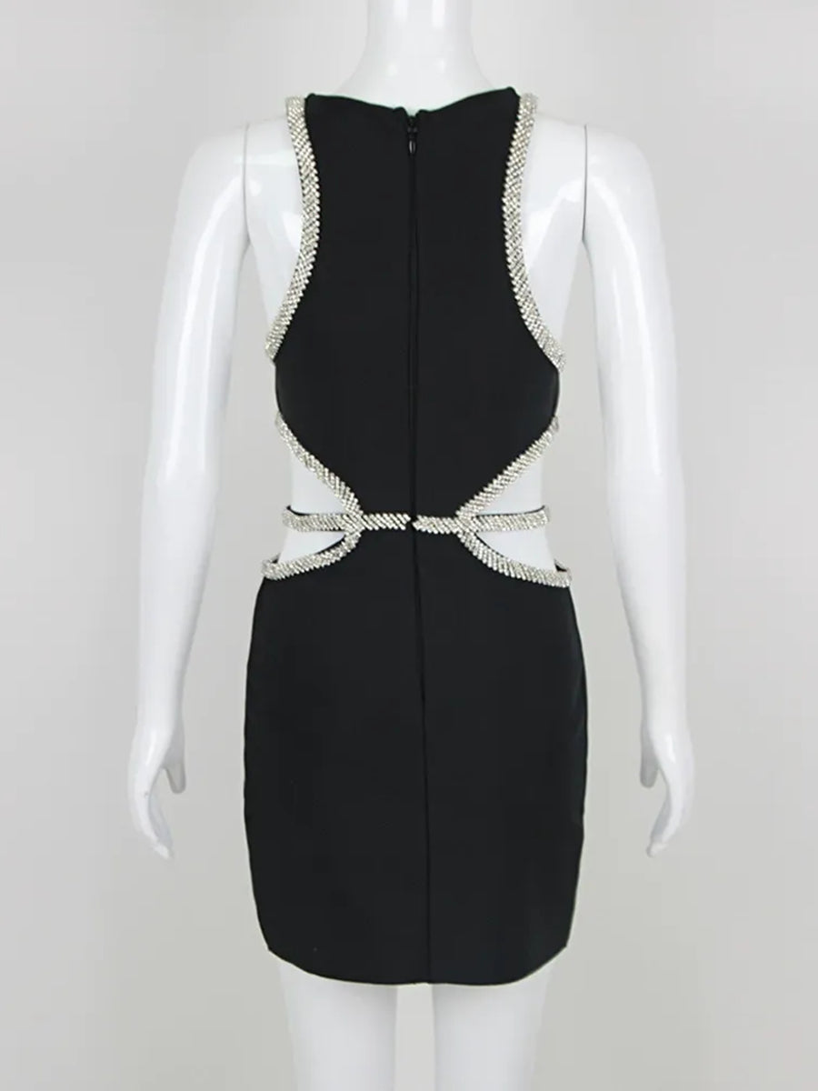 Sheath/Column Scoop Short/Mini Sleeveless Cocktail Dress with Rhinestone & Flower