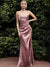 Sheath/Column Long Corset Prom Dresses Spaghetti Straps Satin Gown Floor-length With High Split Ruched 2026