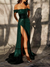 Mermaid Evening Gown Sequin Dress Prom Sweep / Brush Train  Sleeveless Off The Shoulder Satin with Slit Masquerade Dress