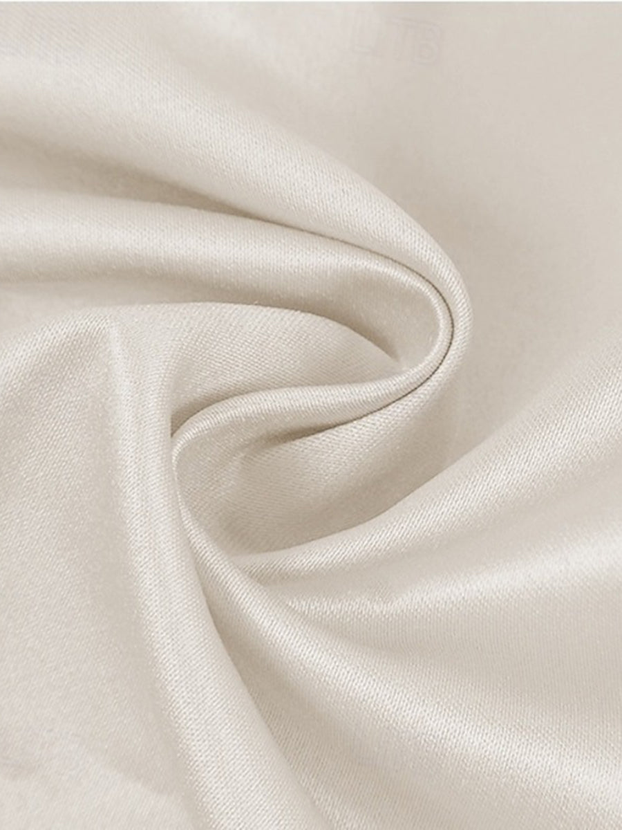 A-Line/Princess Little White Dress Tulle Formal/Wedding Dresses Sweetheart&V-Neck Short Sleeves Tea-Length Cocktail Dresses With Sash / Ribbon