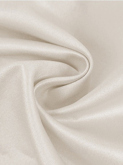 A-Line/Princess Little White Dress Tulle Formal/Wedding Dresses Sweetheart&V-Neck Short Sleeves Tea-Length Cocktail Dresses With Sash / Ribbon