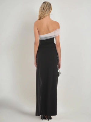 Sheath/Column Wedding Guest Dress One Shoulder Sleeveless Ankle Length Prom Dress With Side Split Ruffles