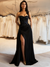 A Line Elegant Evening Dress V Neck Long Sleeves Floor Length Formal Elegant Dress with Sequins