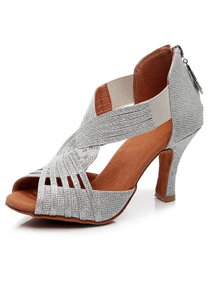 Women's Dancewear Shoes  Rhinestone Sparkling Glitter Buckle High Heel Peep Toe Bridal Shoes