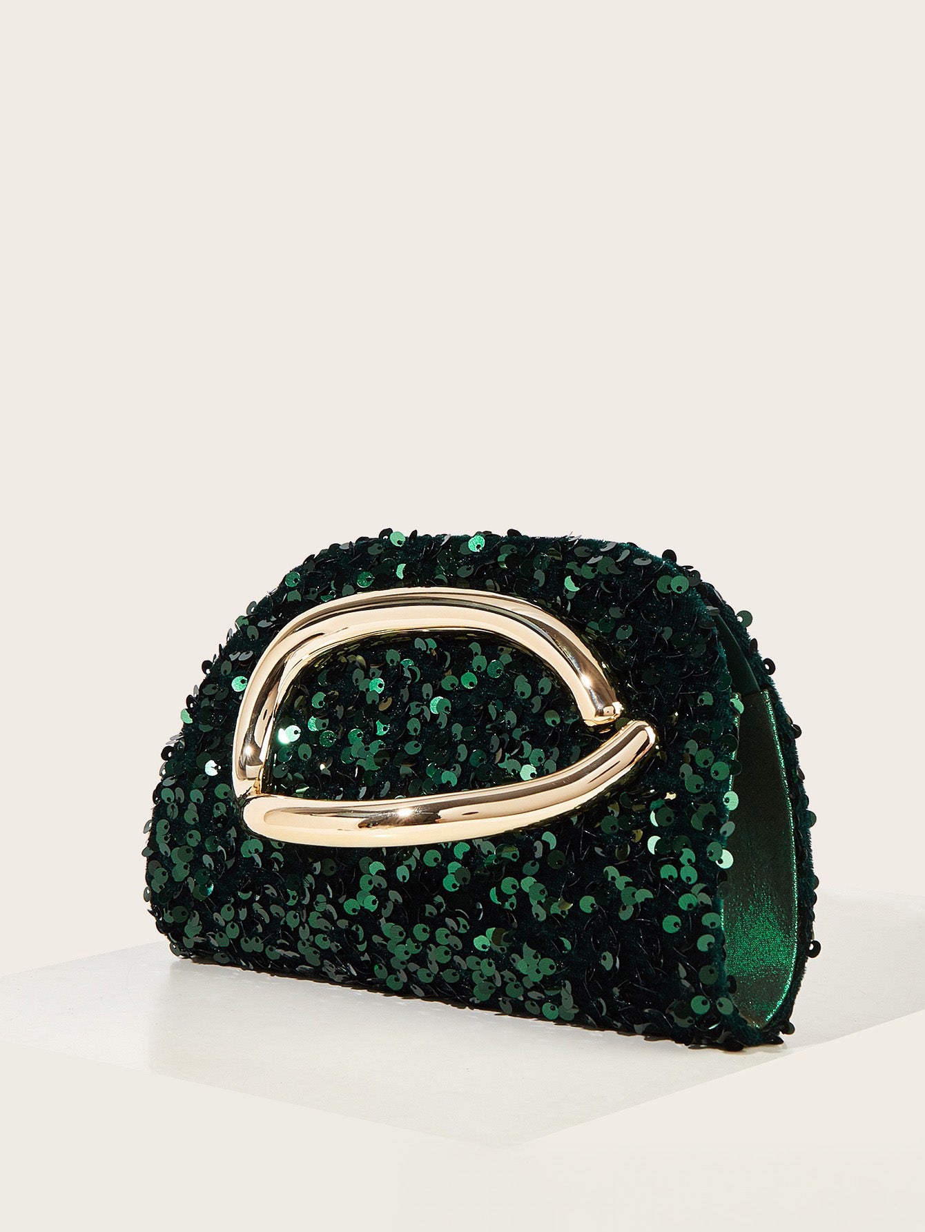 Dark Green Sequin Shoulder Bag/Handbag with Chain Strap for Cocktail, Evening&Party