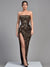 Sheath/Column Sequins Sweetheart Sleeveless Floor-Length High Side Split&Pleats Evening Dress With Back Lace-Up