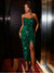 Sheath/Column Sequins Party Dress Off The Shoulder Sleeveless Ankle Length Christmas Dress With Ruched